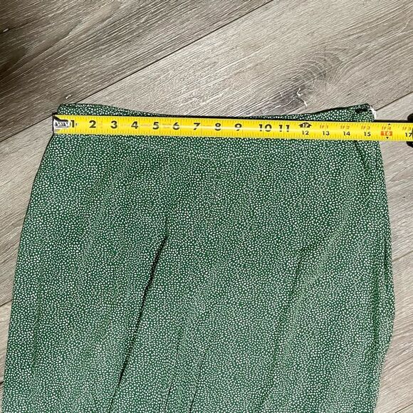 Flowy Geometric Floral Green White 100% Rayon Boho Comfy Wide Leg Soft Pants - Picture 6 of 8